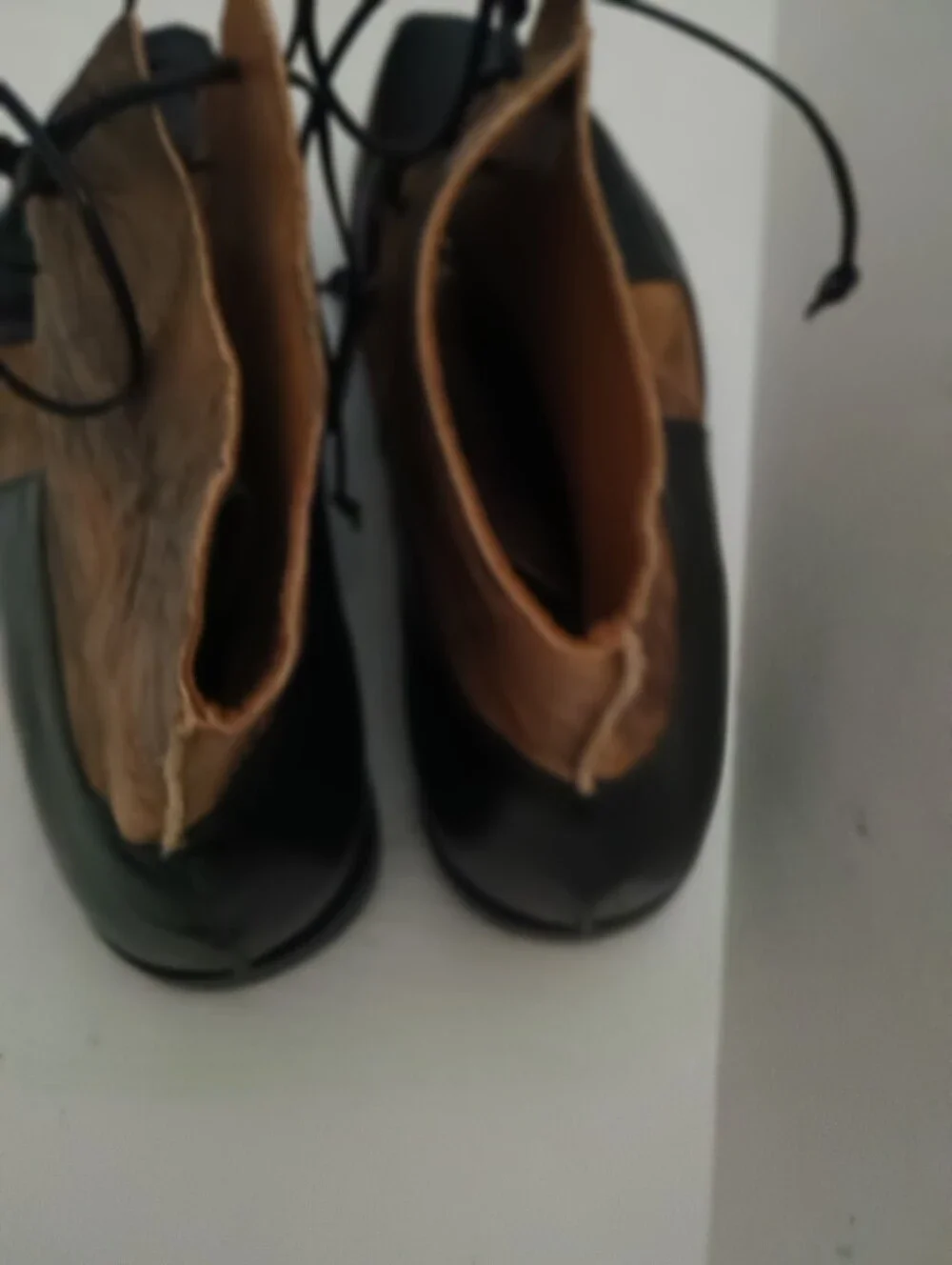 CYDWOQ (Sidewalk)Men's BlK Brown Leather Boots Made In USA Custom Size 44 10.5